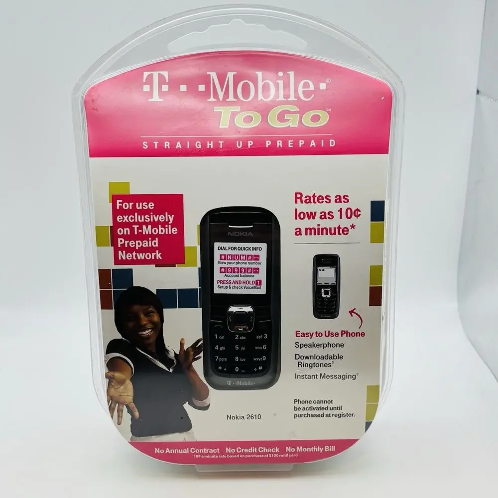 T-Mobile To Go Mobile Nokia 2610 Vintage Prepaid Phone / Brand New Sealed.